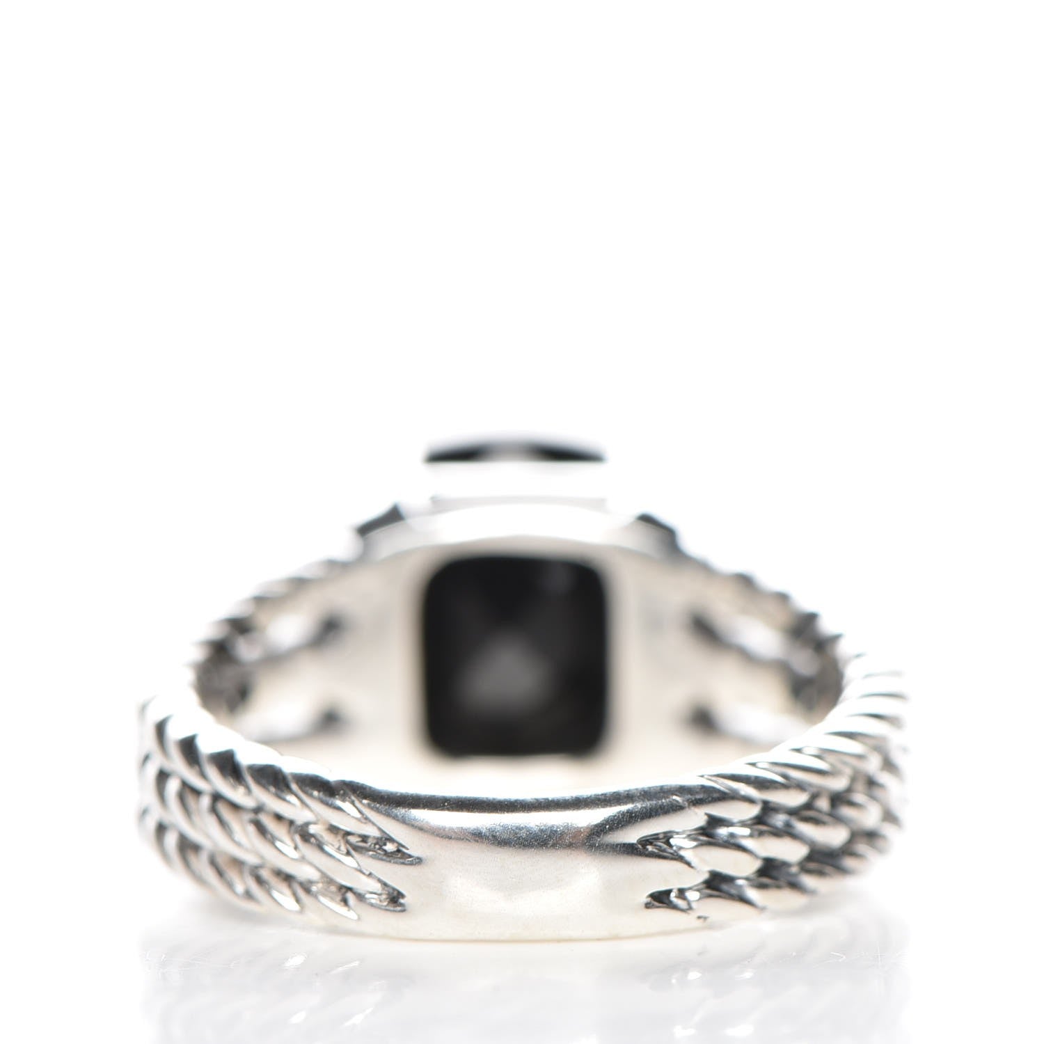 David Yurman Sterling Silver Diamond Black Onyx 10mm Petite Wheaton Ring 53 6.5 4 of 5