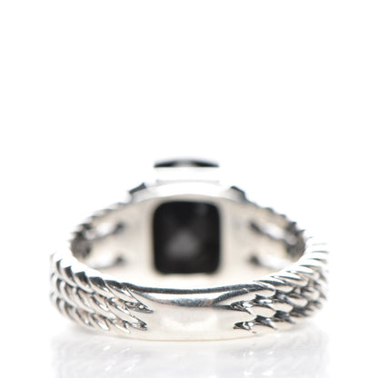 David Yurman Sterling Silver Diamond Black Onyx 10mm Petite Wheaton Ring 53 6.5 4 of 5