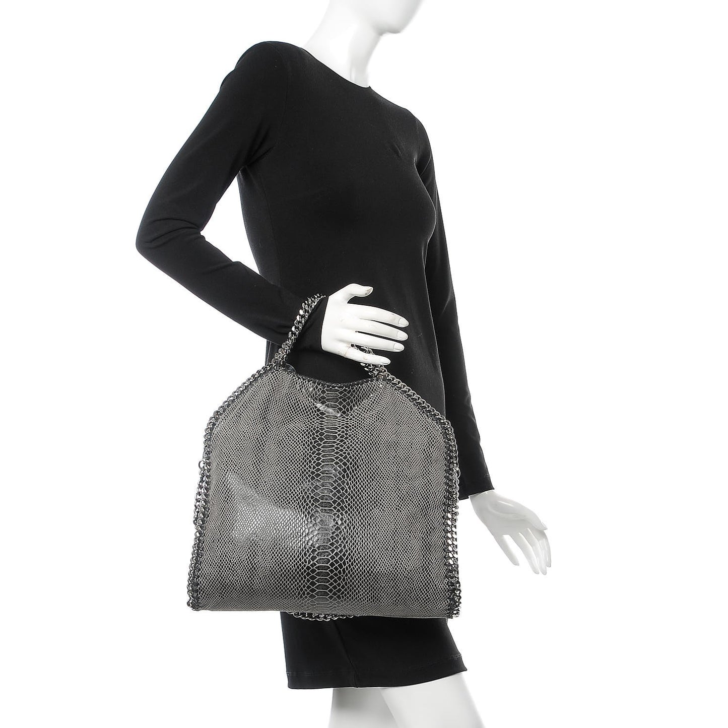 Eco Python Fold Over Falabella Tote Grey