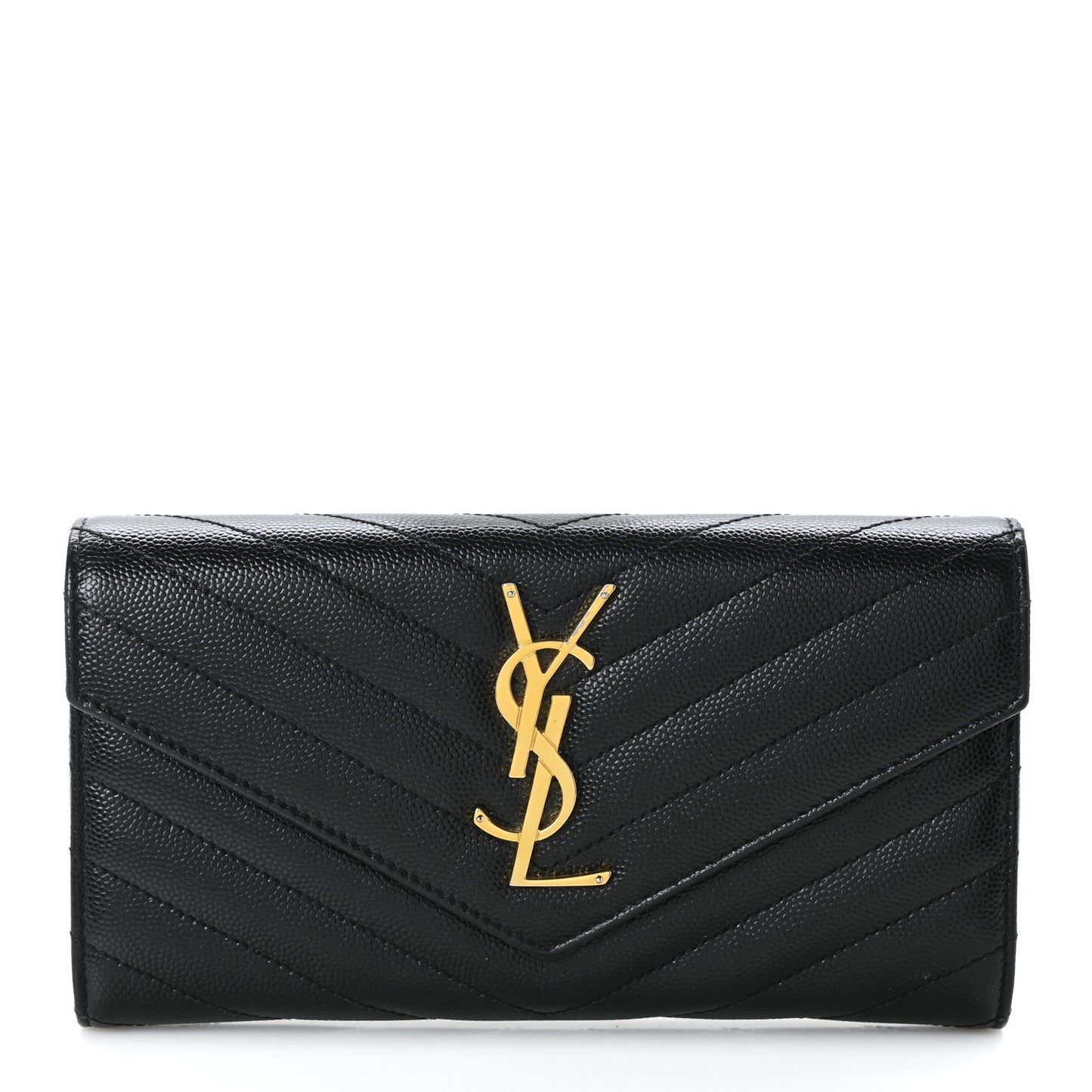 Grain De Poudre Matelasse Chevron Monogram Flap Wallet Black