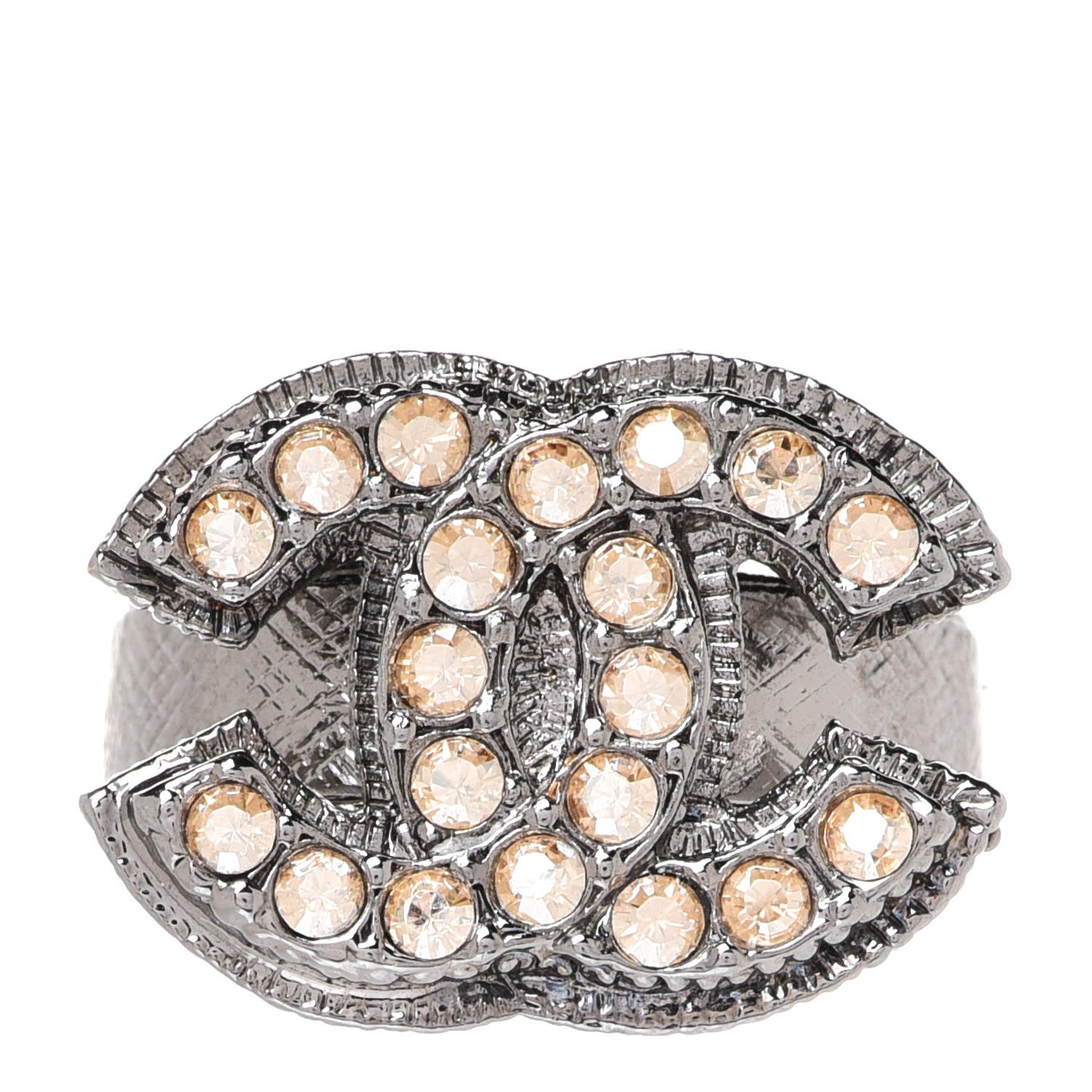 Chanel Crystal CC Ring 6 Silver 1 of 4