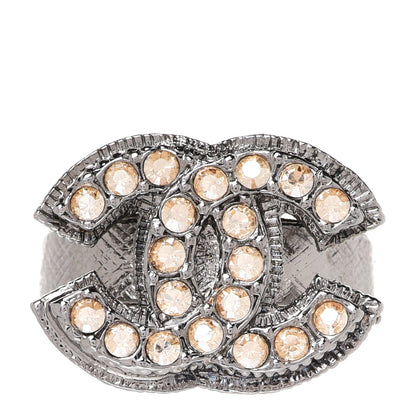 Chanel Crystal CC Ring 6 Silver 1 of 4