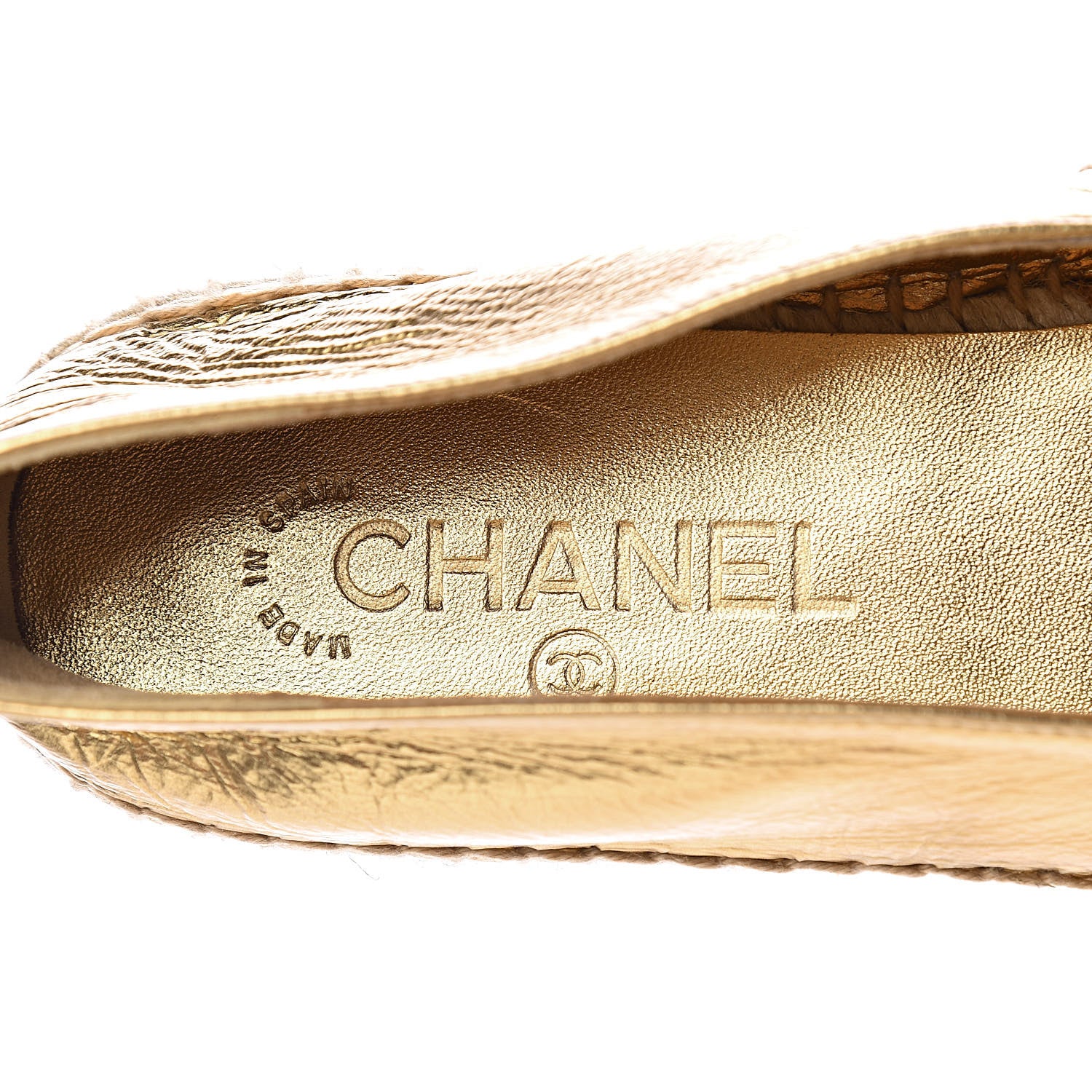 Chanel Laminated Lambskin Grosgrain CC Espadrilles 40 Gold Black 6 of 11