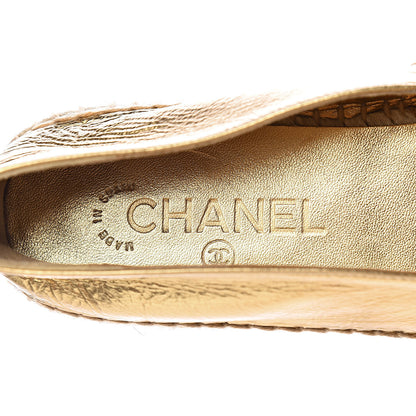 Chanel Laminated Lambskin Grosgrain CC Espadrilles 40 Gold Black 6 of 11