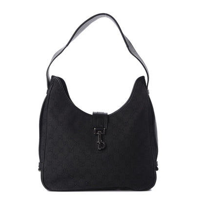 Gucci Denim Monogram Jackie O Hobo Black 1 of 9