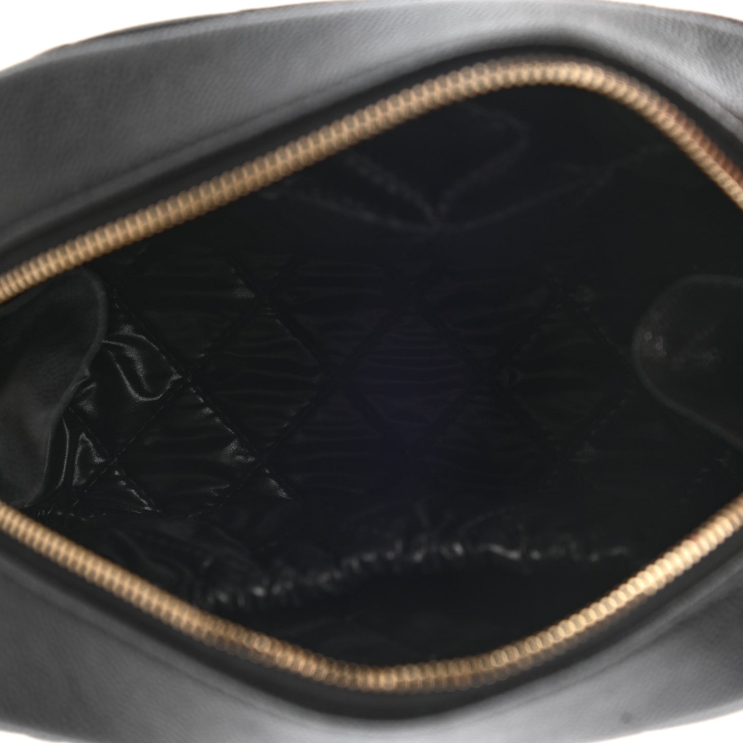 Caviar Quilted Curvy Pouch Cosmetic Case Black