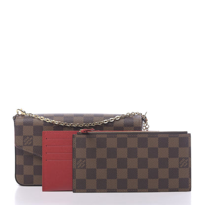 Louis Vuitton Damier Ebene Pochette Felicie Chain Wallet 3 of 10
