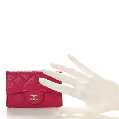 Chanel Caviar Quilted Flap Card Holder Wallet Dark Pink 2 of 9