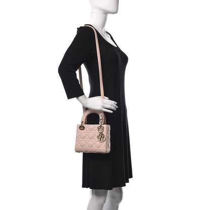 Christian Dior Lambskin Cannage Mini Lady Dior Rose Poudre 2 of 20