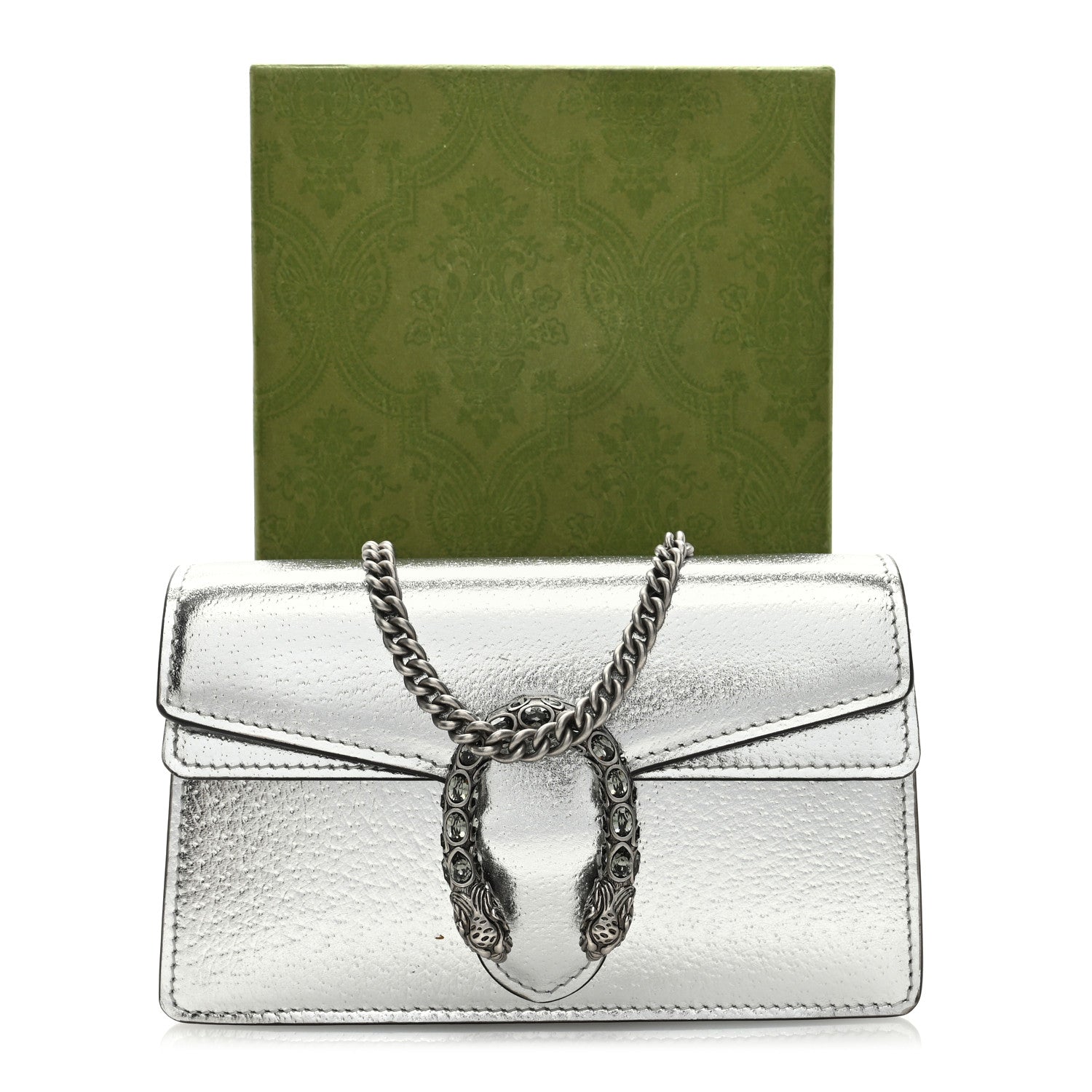 Gucci Metallic Calfskin Super Mini Dionysus Shoulder Bag Silver 9 of 9