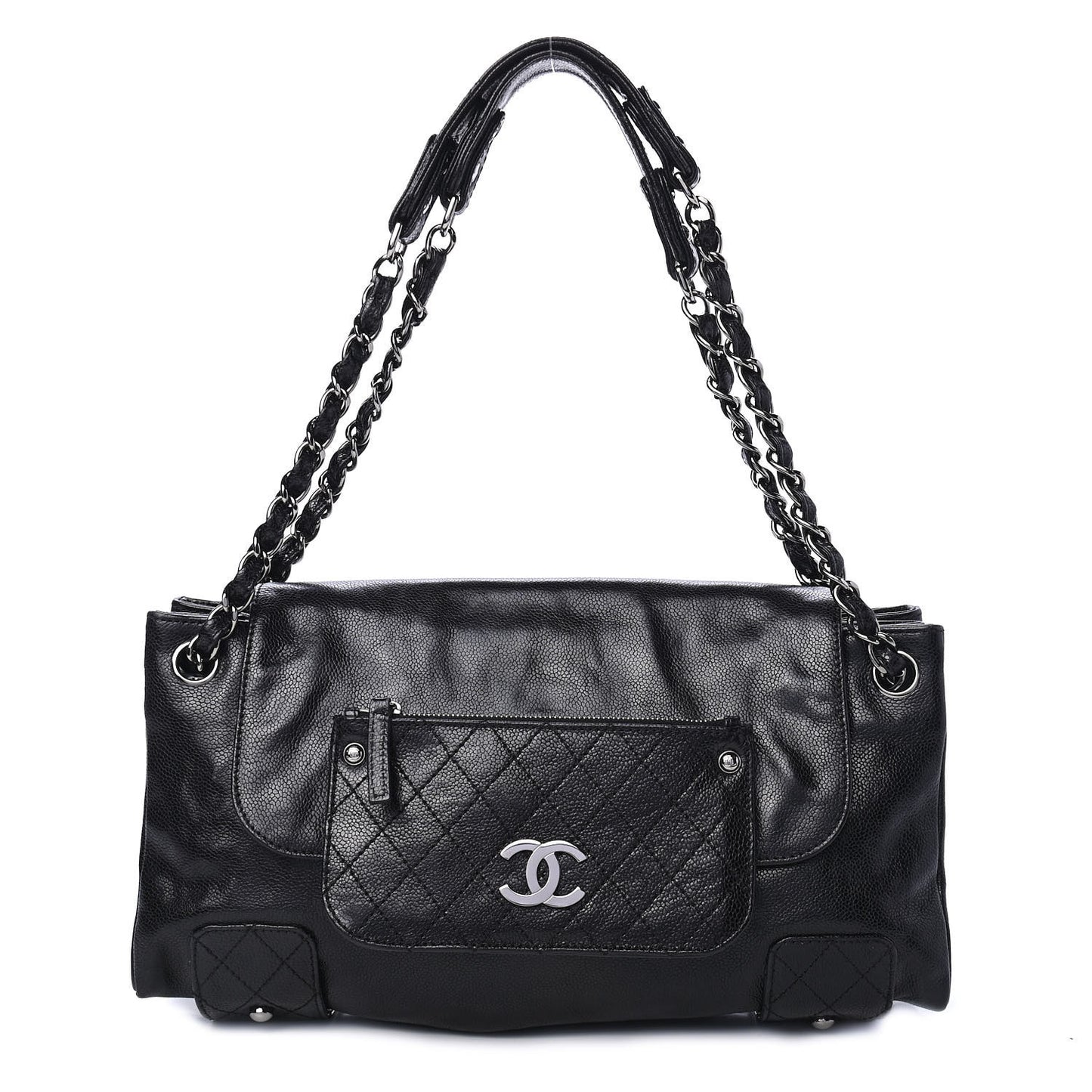 Glazed Caviar Pocket In The City Tote Black