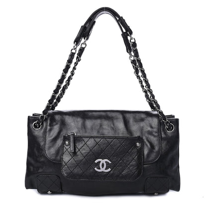 Chanel Glazed Caviar Pocket In The City Tote Black 1 of 4
