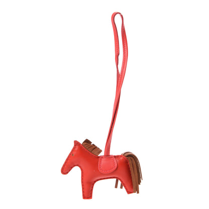 Hermes Milo Lambskin Grigri Rodeo Horse Bag Charm PM Rouge Indien Gold Bougainvillea 1 of 3