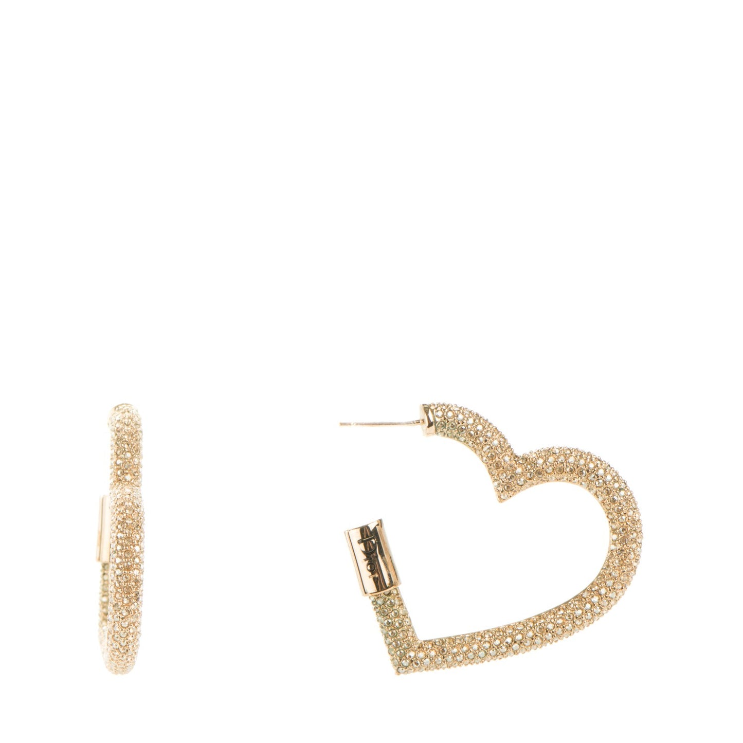 Crystal Heart Hoop Earrings Rose Gold
