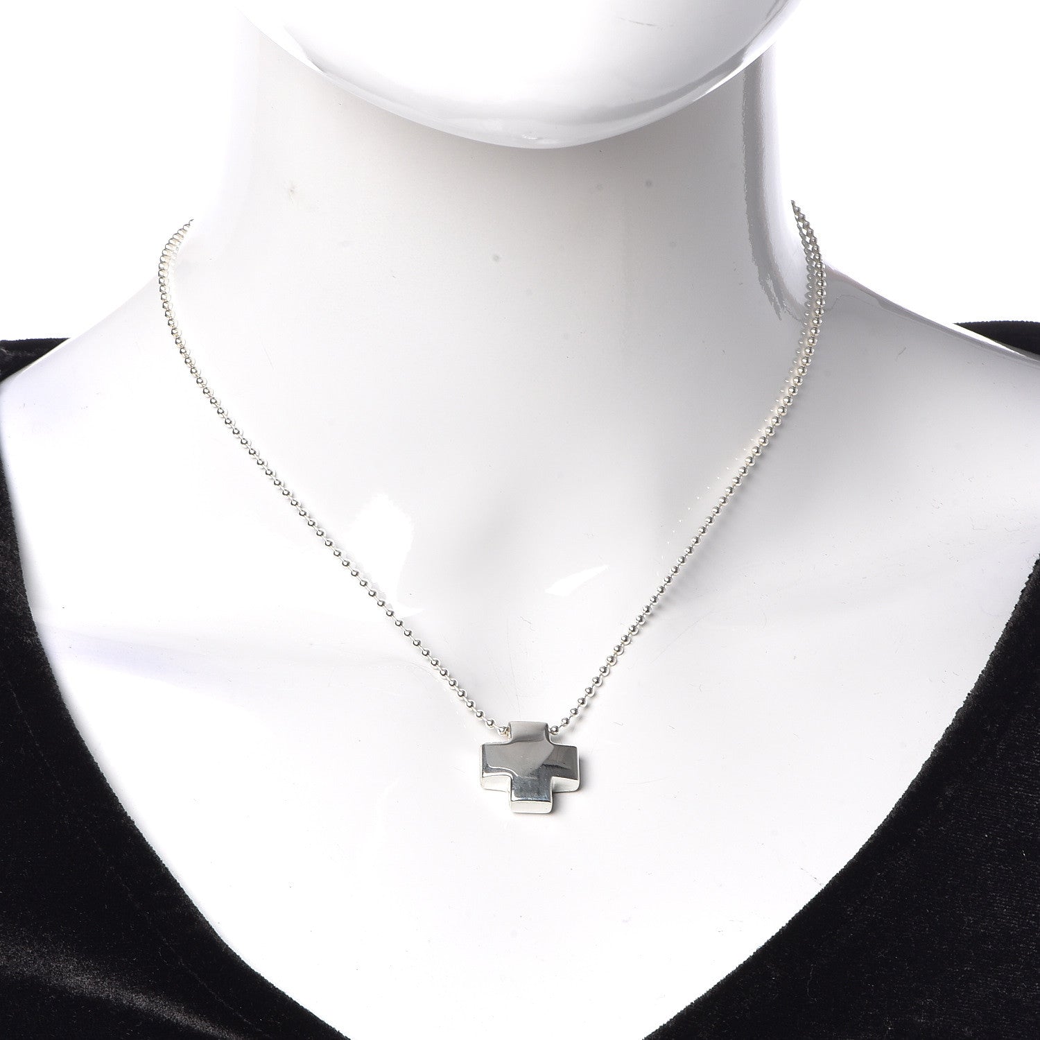 Tiffany Sterling Silver Square Cross Pendant Necklace 2 of 6