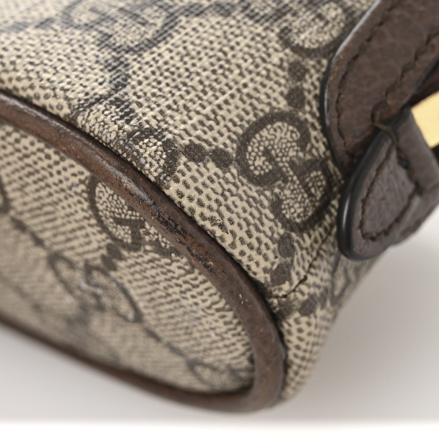 Gucci GG Supreme Monogram Textured Calfskin Web Medium Ophidia Cosmetic Case Beige Ebony New Acero 8 of 9
