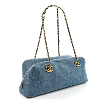 Chanel Denim Quilted Eyes On You Bowling Bag Blue 3 of 11