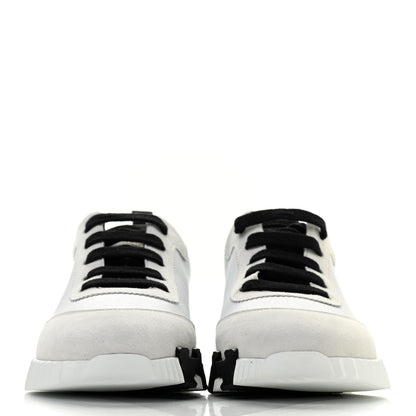 Hermes Goatskin Suede Goatskin Bouncing Sneakers 37 White Black 2 of 9