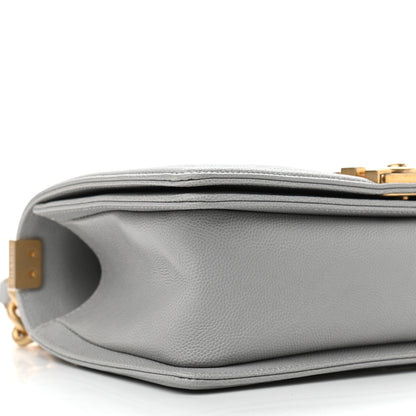 Chanel Caviar Quilted Medium Boy Flap Light Grey 9 of 10