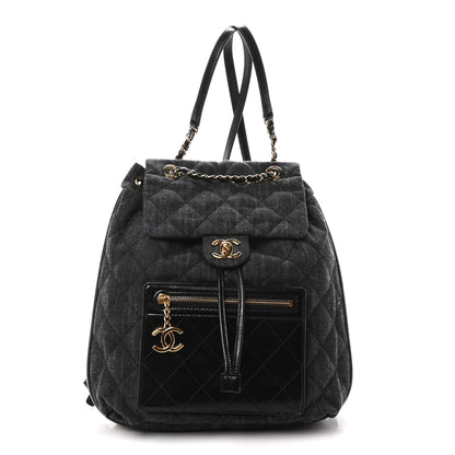 Chanel Denim Calfskin Quilted Backpack Black 1 of 10