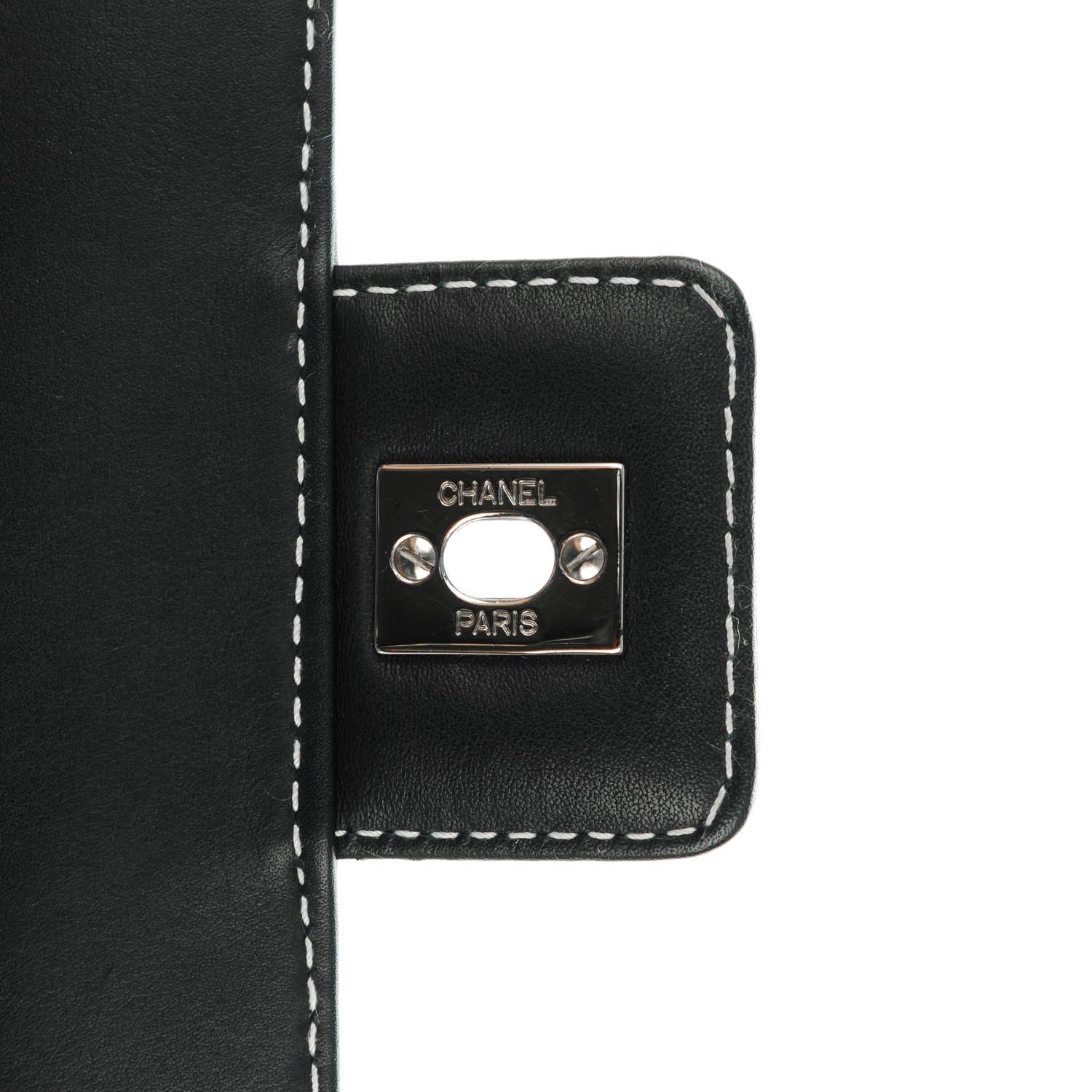 Chanel Calfskin Contrast Stitched Medium Single Flap Navy Blue 5 of 8