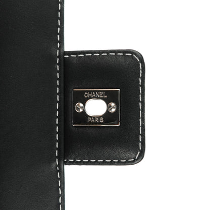 Chanel Calfskin Contrast Stitched Medium Single Flap Navy Blue 5 of 8
