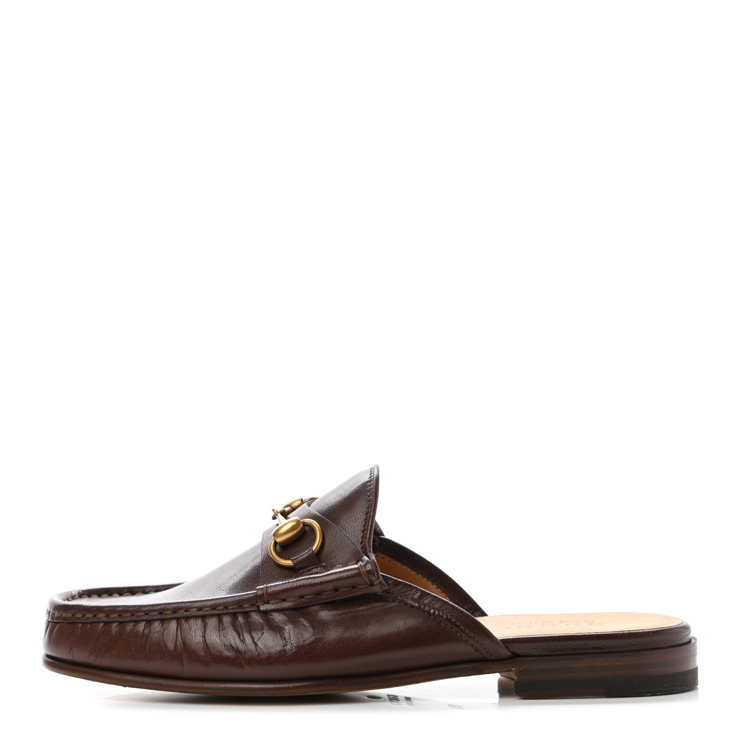 Gucci Goatskin Mens Horsebit Slippers 6.5 Light Brown 1 of 7