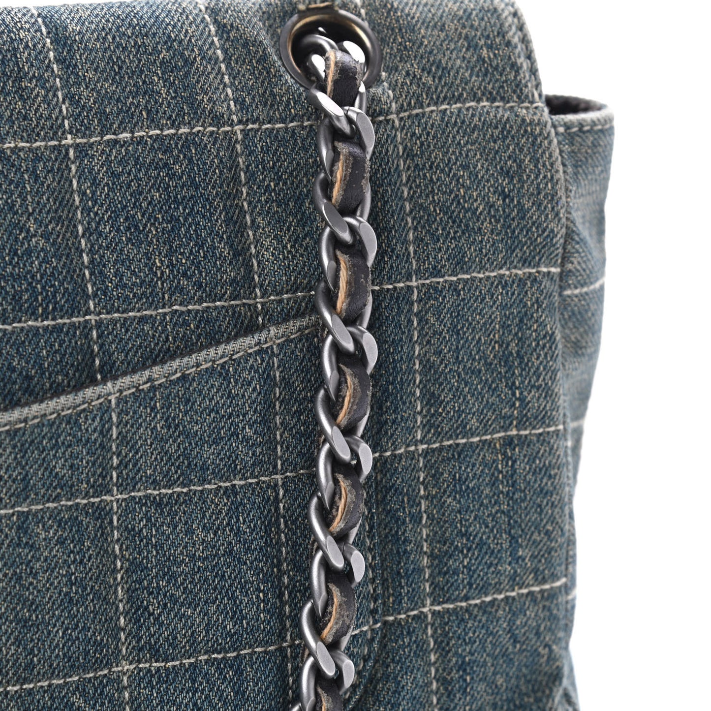 Denim Chocolate Bar Quilted Flap