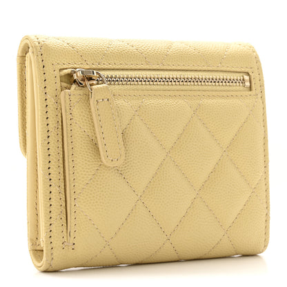 Chanel Caviar Quilted Compact Flap Wallet Yellow 3 of 11