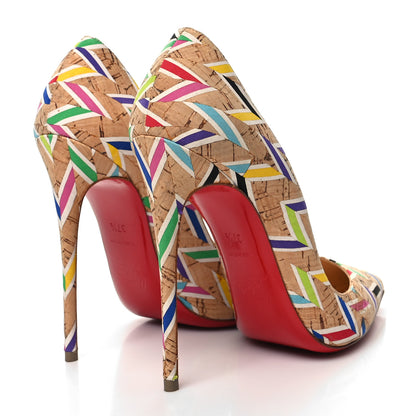 Christian Louboutin Cork Chevron Print So Kate 120 Pumps 37.5 Multicolor 4 of 7