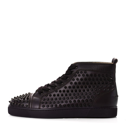 Christian Louboutin Calfskin Mens Louis Spikes Flat Sneakers 42 Burgundy 1 of 10