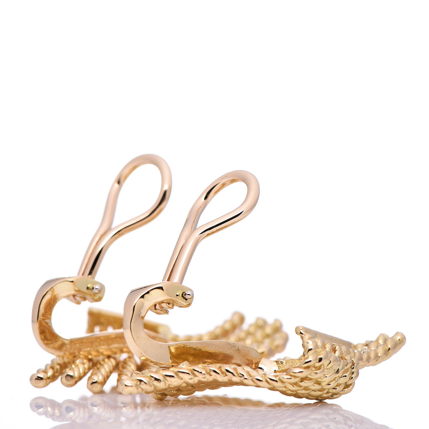 Tiffany 18K Yellow Gold Schlumberger V-Rope Clip On Earrings 3 of 5