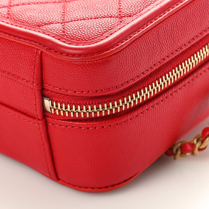 Chanel Caviar Quilted Small CC Filigree Vanity Case Red 10 of 10