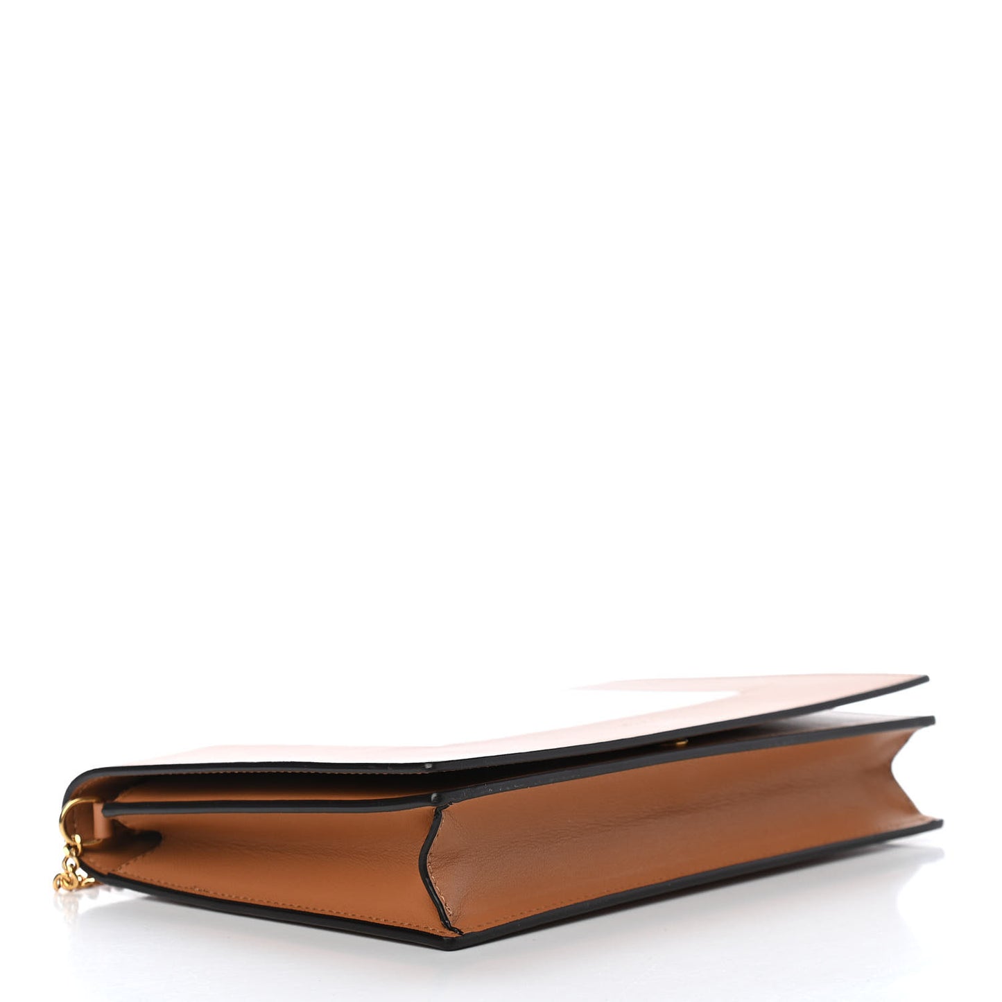 Smooth Lambskin Frame Evening Chain Clutch Tan Optic White