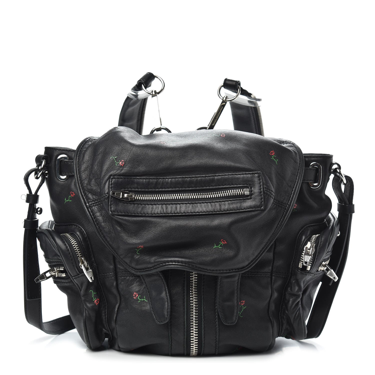 Alexander Wang Lambskin Rose Studded Mini Marti Convertible Backpack Black Rhodium Hardware 1 of 8