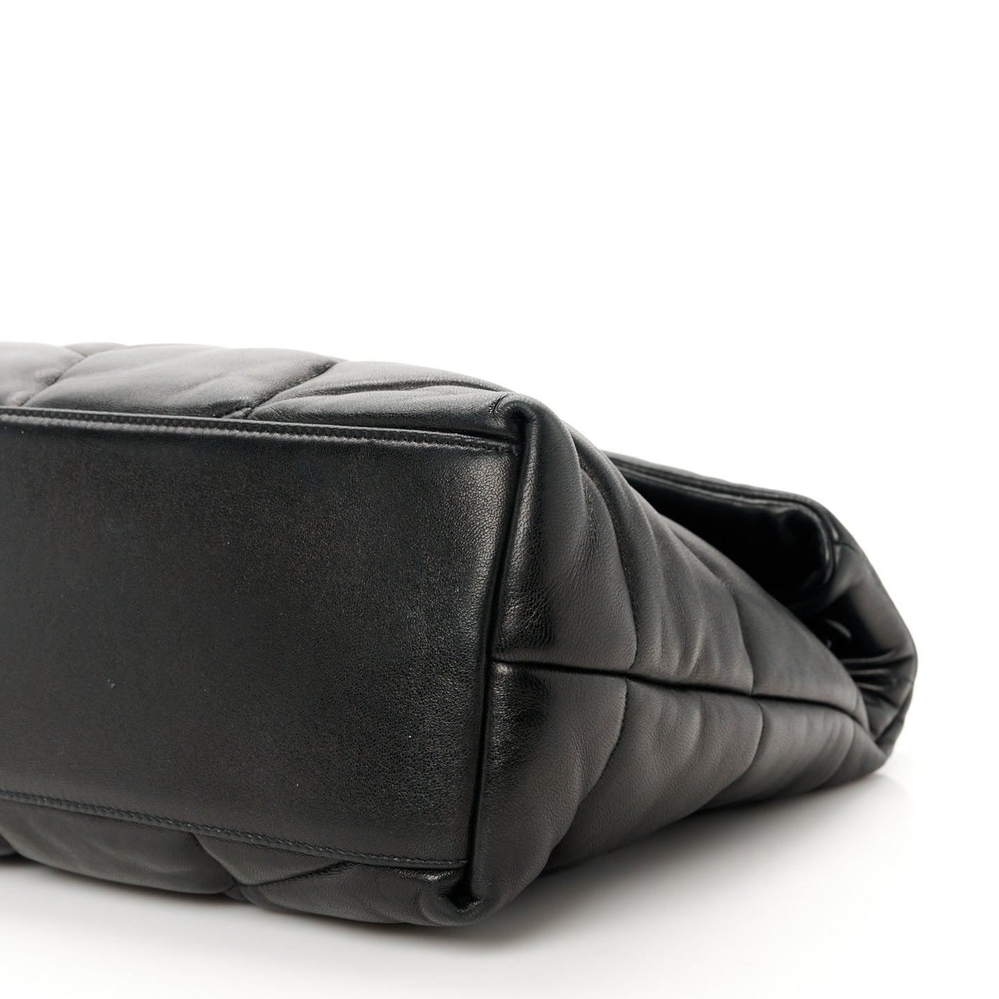 Lambskin Quilted Monogram Monochrome Medium Loulou Puffer Chain Satchel Black