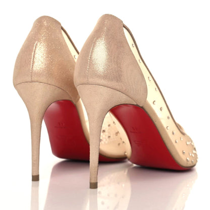 Christian Louboutin Suede Lame Crystal Strass Follies 85 Pumps 41 Light Silk 4 of 9