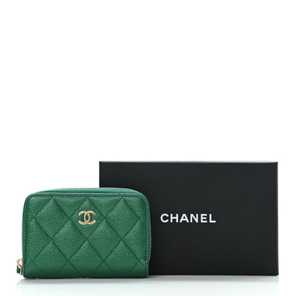 Chanel Metallic Caviar Quilted Zip Coin Purse Green 8 of 8