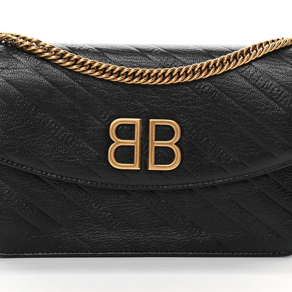 Balenciaga Shiny Goatskin Logo Embossed BB Wallet On Chain Black 7 of 15