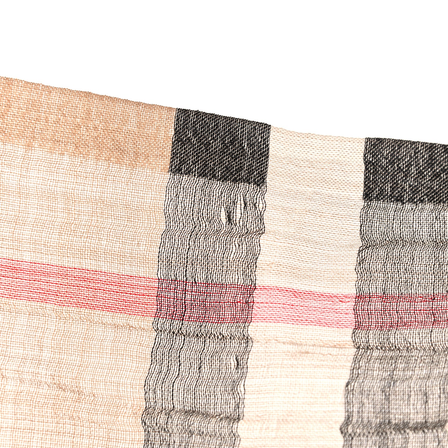 Wool Silk Giant Check Lightweight Scarf Camel