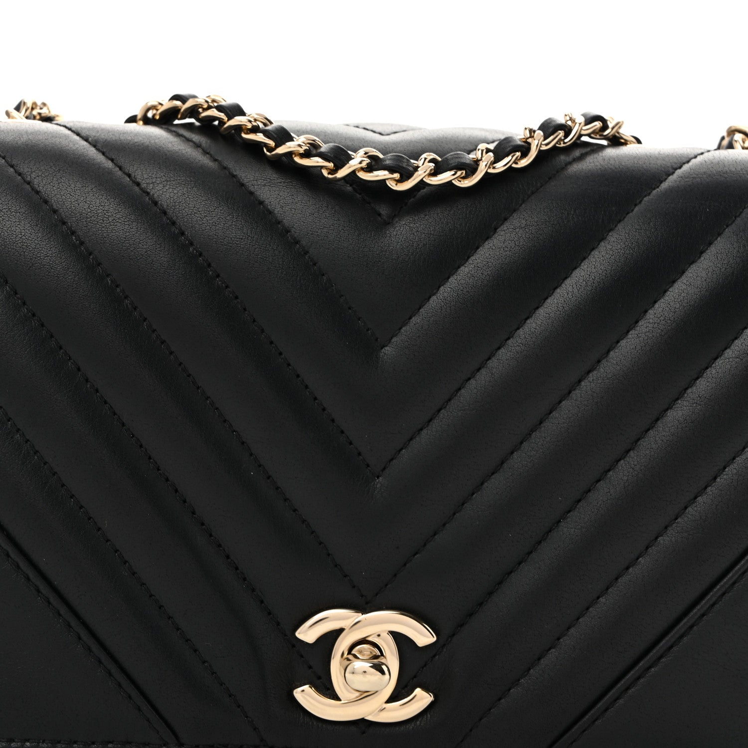 Chanel Calfskin Chevron Quilted Mini Statement Flap Black 8 of 13