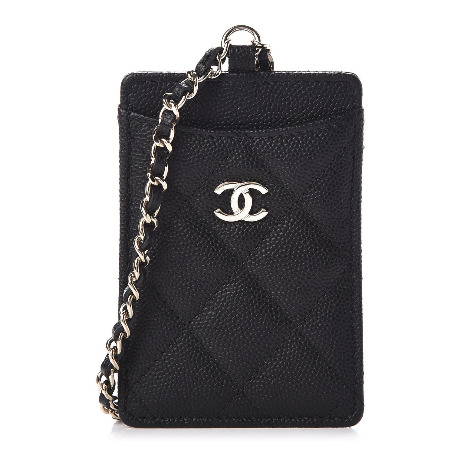 Chanel Caviar Quilted Card Holder On Chain Black 1 of 7