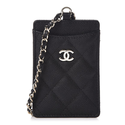 Chanel Caviar Quilted Card Holder On Chain Black 1 of 7