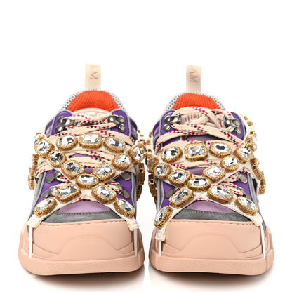 Gucci X SEGA Nylon Calfskin Suede Removable Crystals Womens Flashtrek Sneakers 36 New Lavender Loess Shine Purple 2 of 9