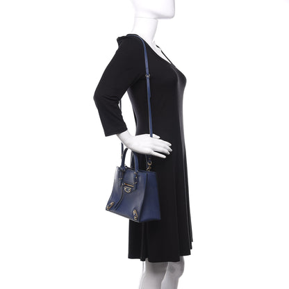 Balenciaga Grained Calfskin Gold Metallic Edge Hardware Papier Mini A4 Tote Bleu 2 of 8