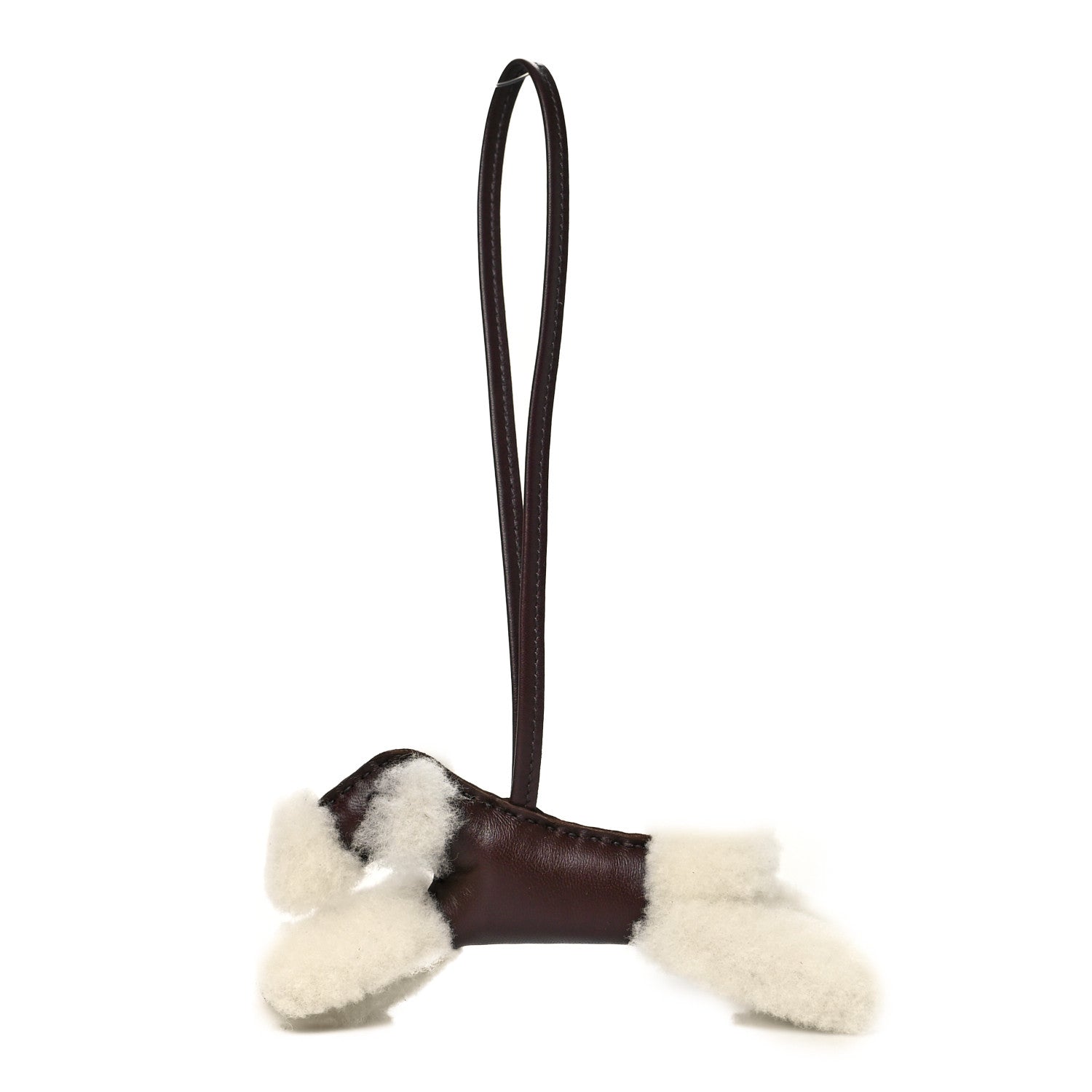 Hermes Milo Lambskin Shearling Budy Charm Chocolate 1 of 4