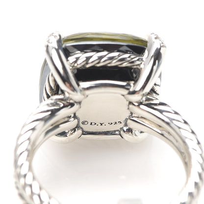 David Yurman Sterling Silver Diamond Green Orchid 14mm Chatelaine Ring 54 7 5 of 5