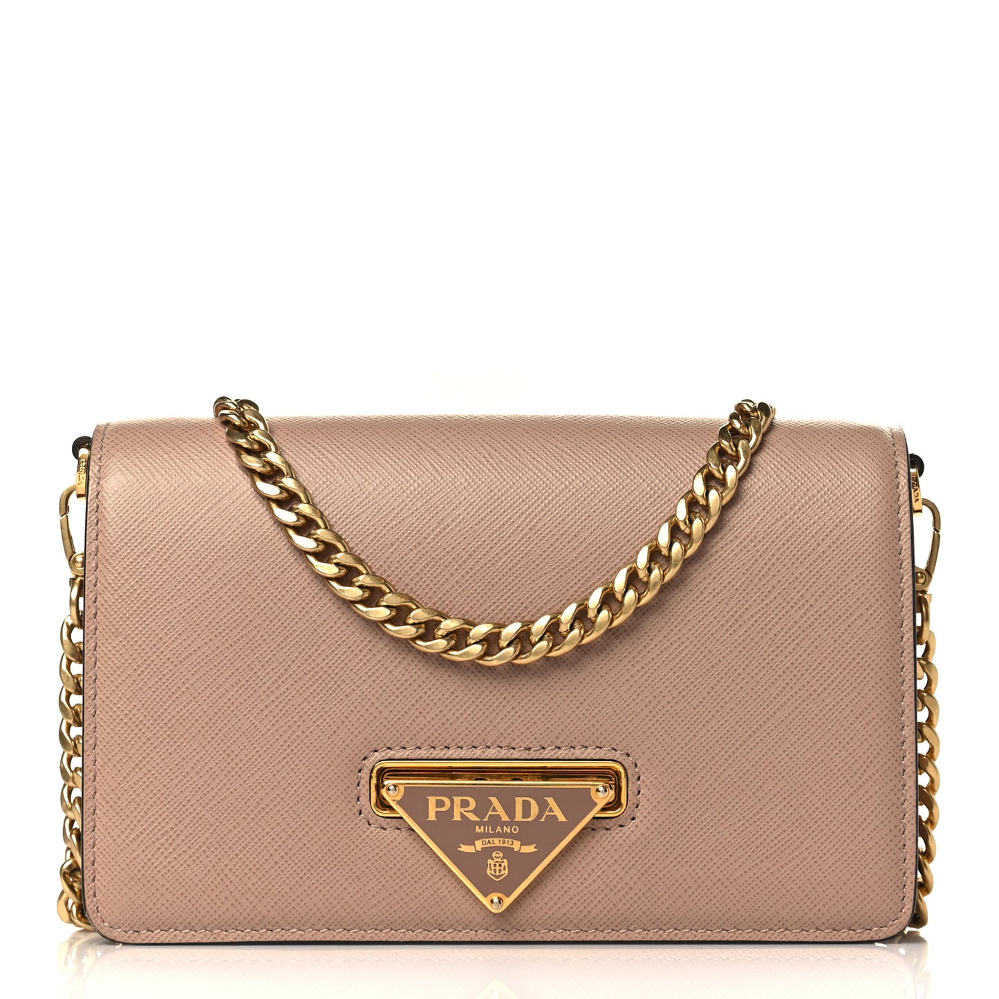 Saffiano Bandoliera Flip Lock Chain Crossbody Bag Cipria
