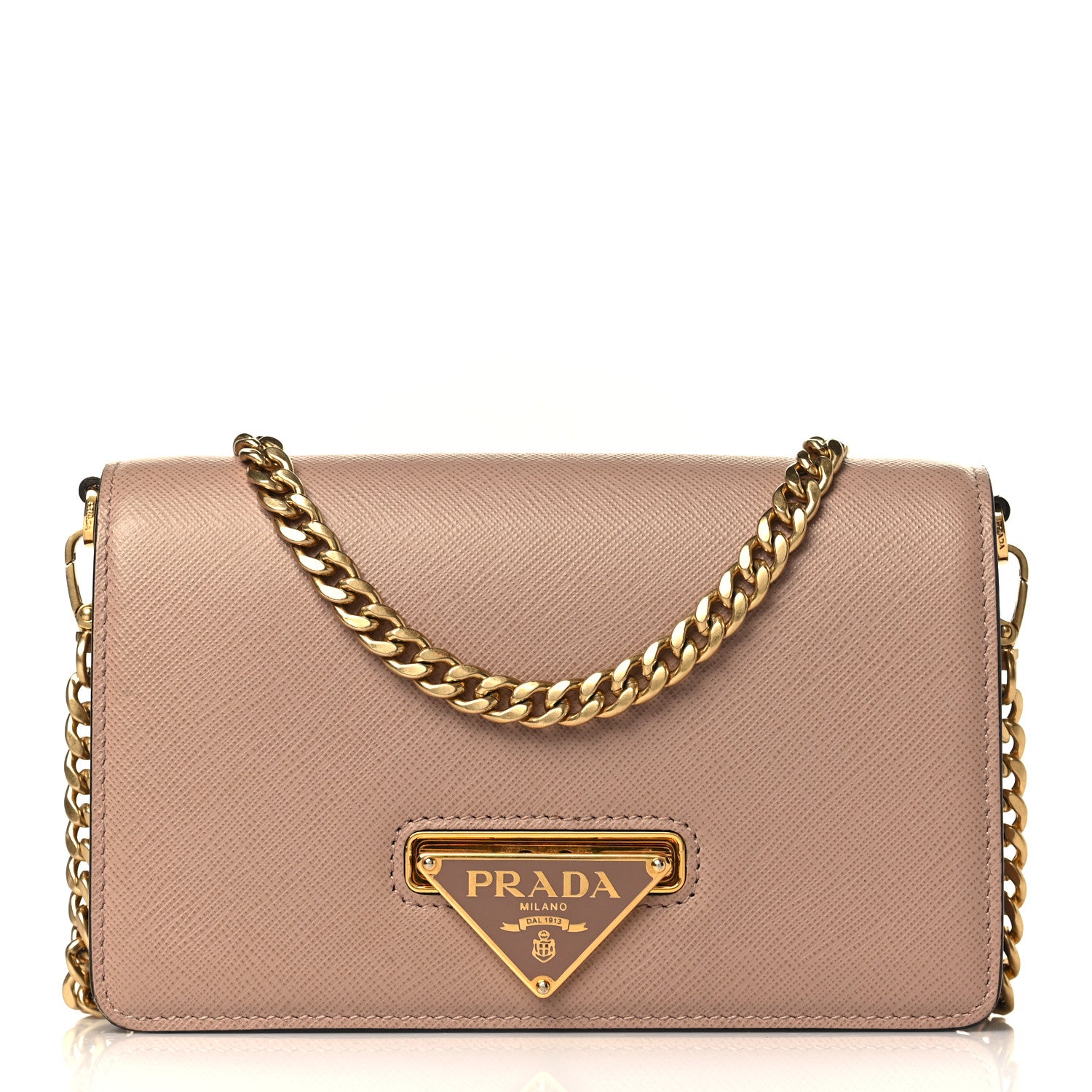 Prada Saffiano Bandoliera Flip Lock Chain Crossbody Bag Cipria 1 of 10