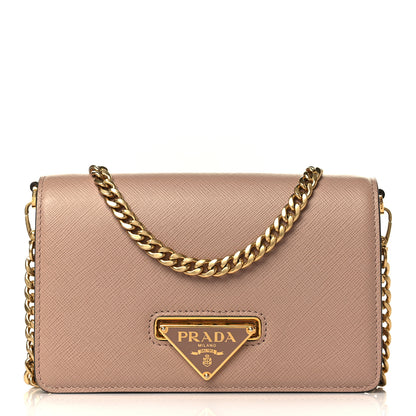 Prada Saffiano Bandoliera Flip Lock Chain Crossbody Bag Cipria 1 of 10
